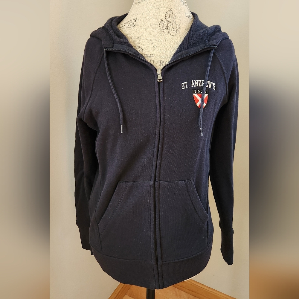 CHAMPION women's navy hoodie in size S with St. ANDEWS school logo